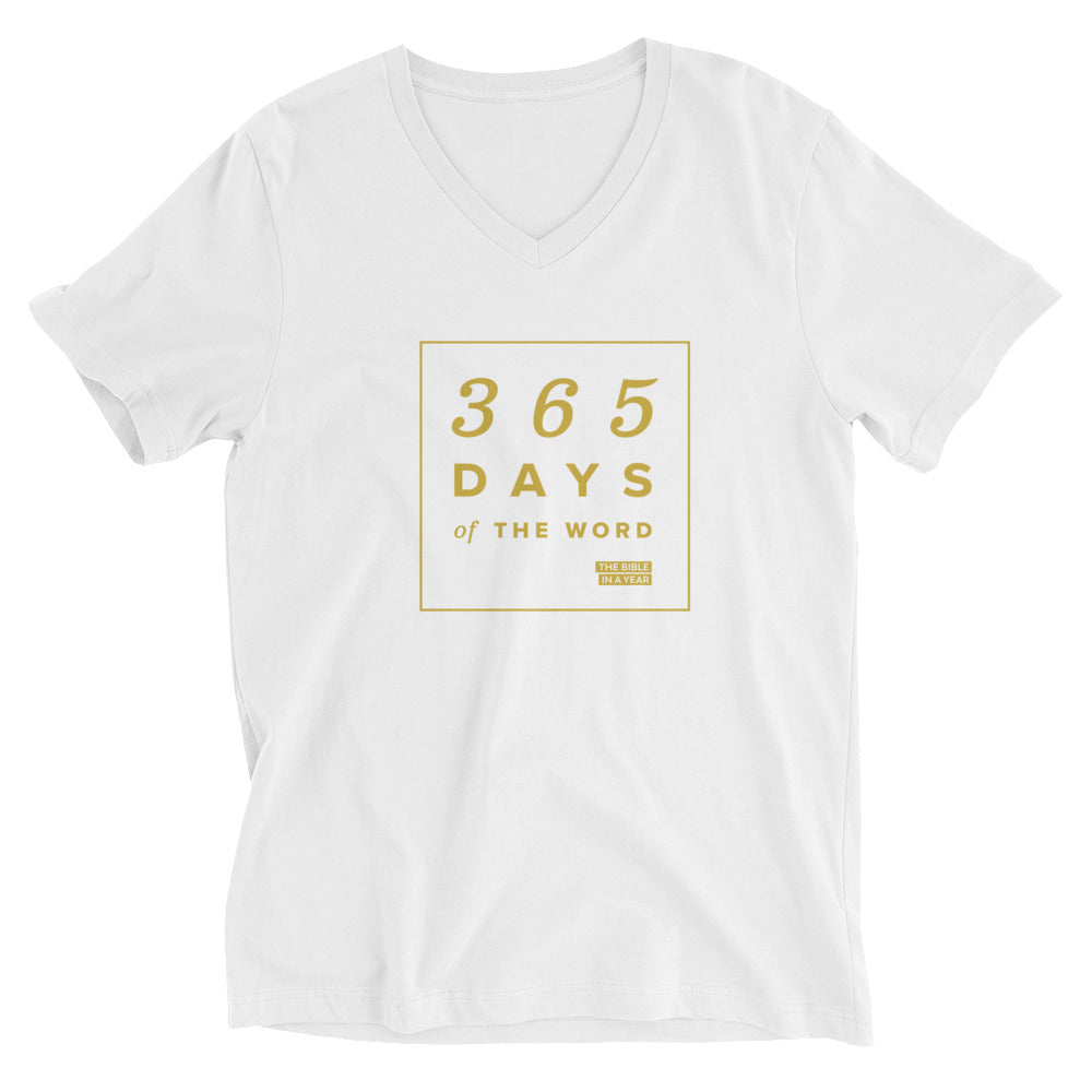 Camiseta con cuello en V "365 Días de la Palabra" / La Biblia en un Año