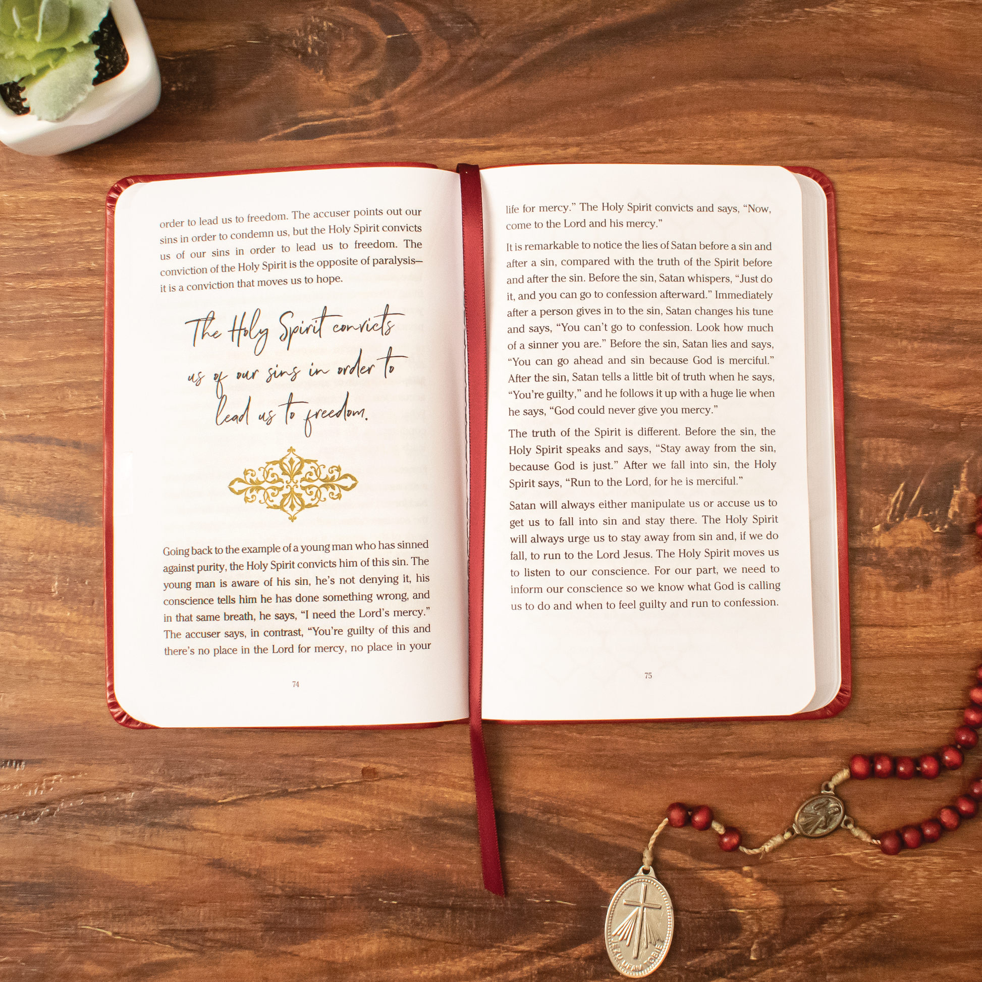 Pocket Guide to the Sacrament of Reconciliation interior on wooden table