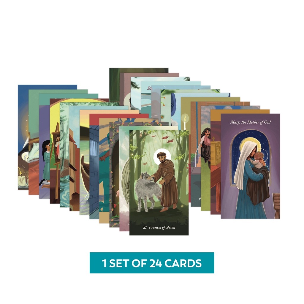 Tarjetas de oración de santos renovados y recibidos, juego completo (1 juego de 24 tarjetas)
