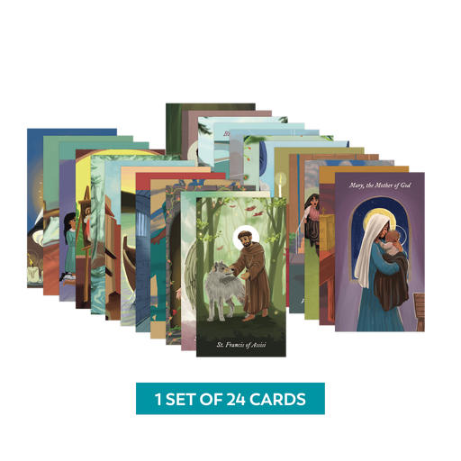 Renewed & Received Saint Prayer Cards, Complete Set (1 Set of 24 Cards)