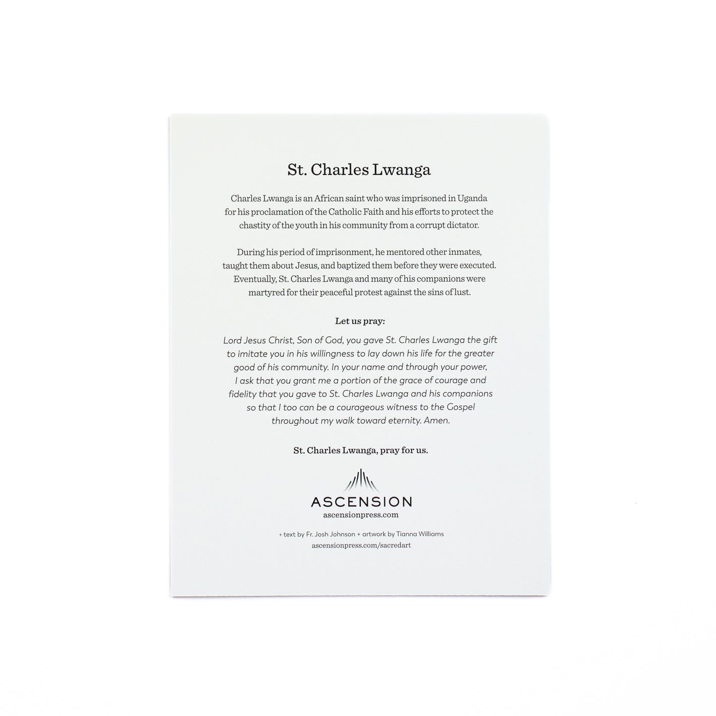 St. Charles Lwanga Prayer Cards (Pack of 10)