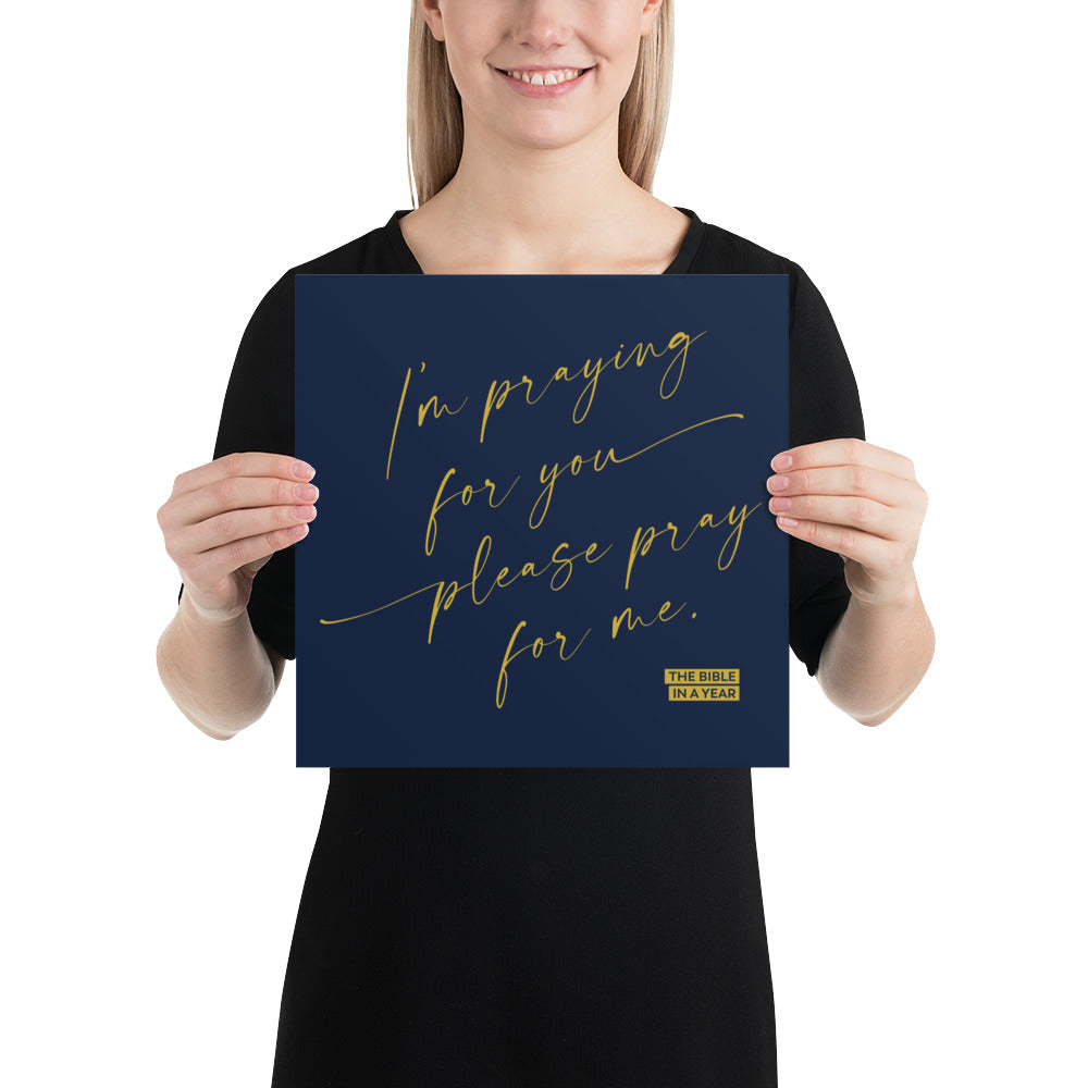 "Pray for Me" Bible in a Year Prints - Navy